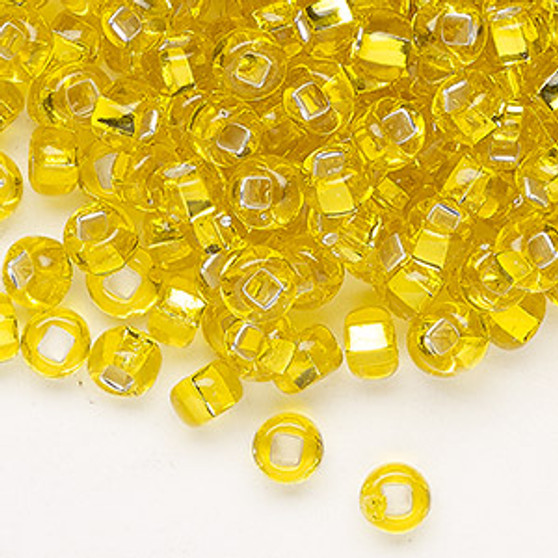 Seed bead, Preciosa Ornela, glass, transparent silver-lined yellow amber, #2 rocaille. Sold per 50-gram pkg.