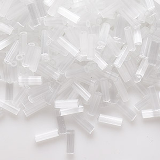 Bugle bead, Preciosa Ornela, Czech glass, opaque white satin, 1/4 inch. Sold per 50-gram pkg.