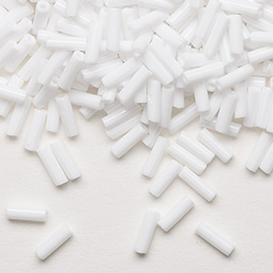 Bugle bead, Preciosa Ornela, Czech glass, opaque white, 1/4 inch. Sold per 50-gram pkg.