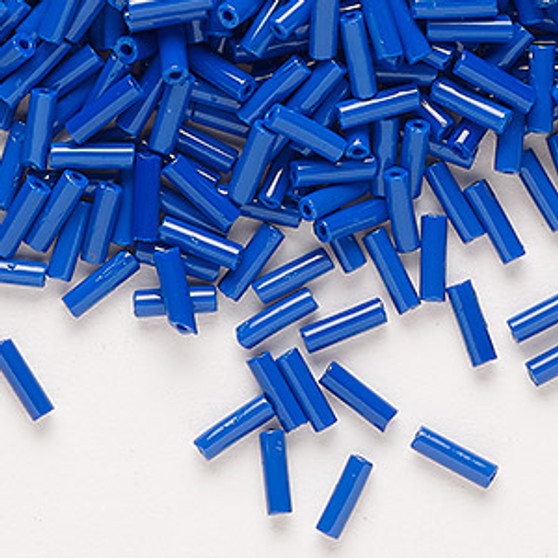 Bugle bead, Preciosa Ornela, Czech glass, opaque blue, 1/4 inch. Sold per 50-gram pkg.