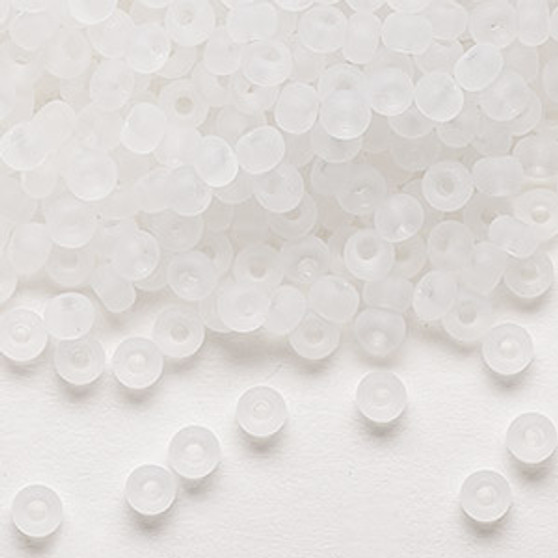 Seed bead, Preciosa Ornela, Czech glass, matte crystal clear, #6 rocaille. Sold per 50-gram pkg.