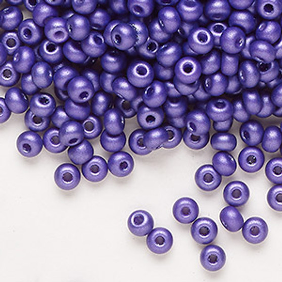 Seed bead, Preciosa Ornela, Czech glass, opaque chalkwhite PermaLux dyed lilac, #6 rocaille. Sold per 50-gram pkg.