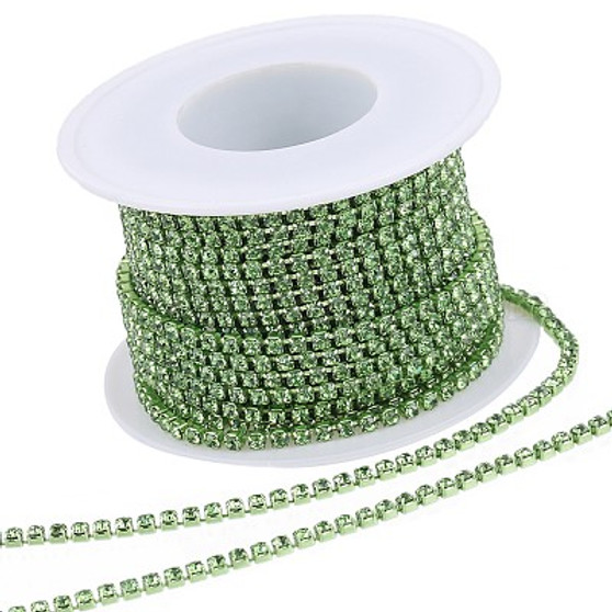 10 Yds 2.5mm Rhinestone Chain Sparkling Crystal Rhinestone Close Claw Chain Trim for DIY Sewing Crafts Jewellery Beading Making Accessories Wedding Decoration, Peridot