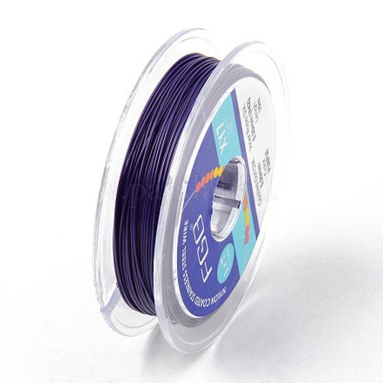 Tiger Tail Beading Wire, 7-Strand Bead Stringing Wire, Nylon Coated Stainless Steel Wire, Dark Violet, 0.5mm, about 32.8 Feet(10m)/roll