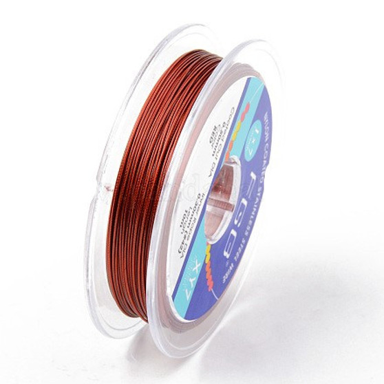 Tiger Tail Beading Wire, 7-Strand Bead Stringing Wire, Nylon Coated Stainless Steel Wire, Dark red, 0.4mm, about 32.8 Feet(10m)/roll