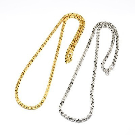 10pk - 304 Stainless Steel Venetian Chain Necklace Making, Mixed Colour, 24.02 inch(61cm)x5mm