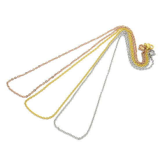 10pk - 304 Stainless Steel Cable Chain Necklaces, with Lobster Claw Clasps, Mixed Colour, 17.7 inch(45cm)