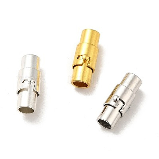 50pk - Brass Locking Tube Magnetic Clasps, Column, Mixed Colour, 15x6mm, Inner Diameter: 4mm