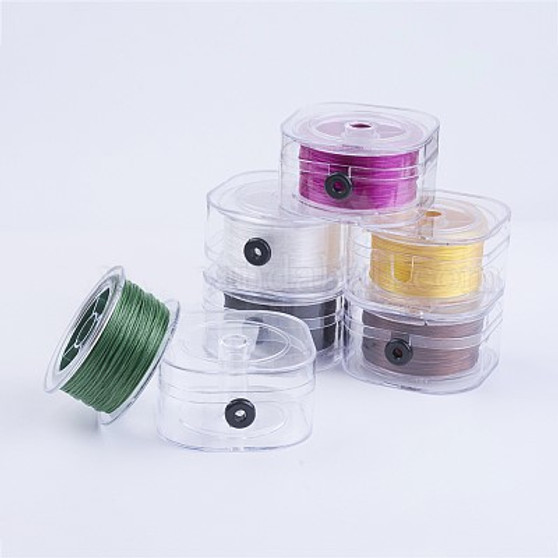 5 Rolls - Flat Crystal Elastic Beading Thread, Mixed Colour, 0.6mm, about 54.68 yards(50m)/roll