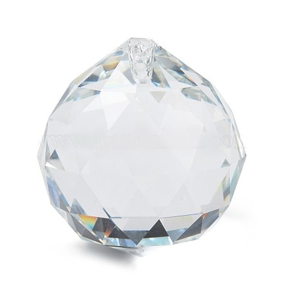 20pk - Transparent Glass Pendants, Faceted, Teardrop, for Chandelier Crystal Hanging Pendants, Clear, 45x42.5mm, Hole: 1.4mm
