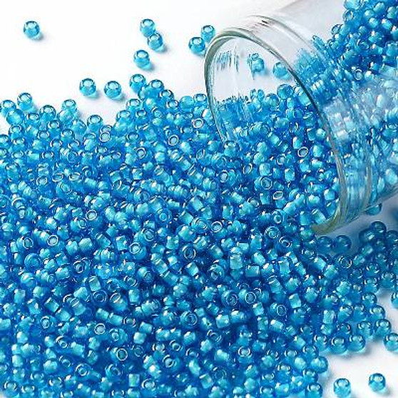 TR-11-931 - 11/0 - TOHO BEADS® - Inside Colour Aqua/White Lined - 50gms - Glass Round Seed Beads