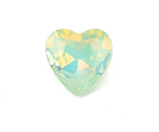 45pk - Pointed back Glass Cabochons, Faceted, Heart, Lawn Green, 10x10x4.5mm