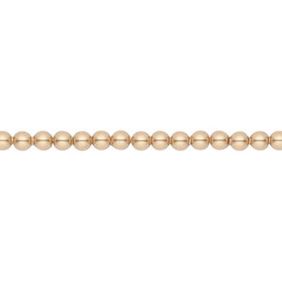 Pearl, Crystal Passions®, bright gold, 3mm round (5810). Sold per pkg of 100.