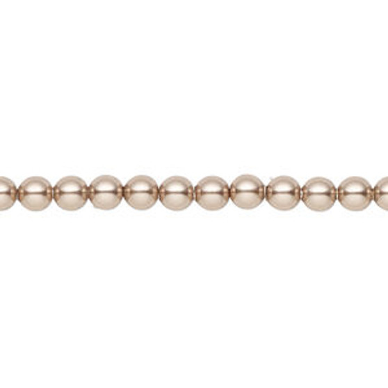 Pearl, Crystal Passions®, bronze, 4mm round (5810). Sold per pkg of 100.