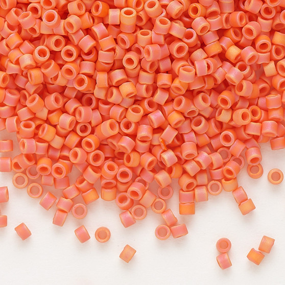 DB0872 - 11/0 - Miyuki Delica - Op Matte Rainbow Orange - 7.5gms - Cylinder Seed Beads