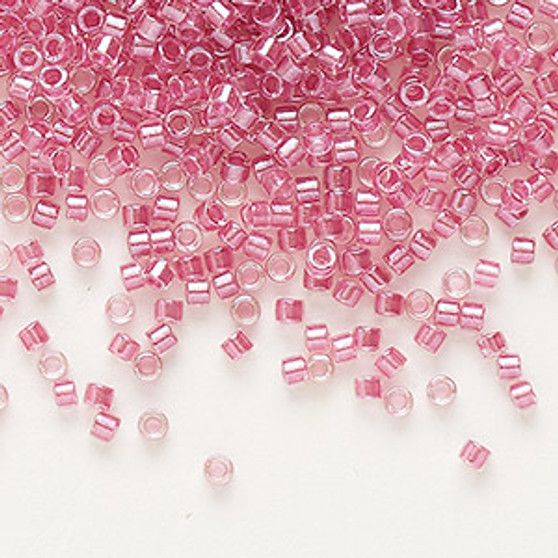 DB0902 - 11/0 - Miyuki Delica - Translucent Peony Pink Lined Luster Crystal - 7.5gms - Cylinder Seed Beads