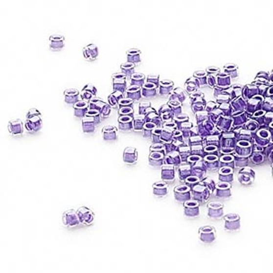 DB0906 - 11/0 - Miyuki Delica - Translucent Purple Lined Luster Crystal - 7.5gms - Cylinder Seed Beads