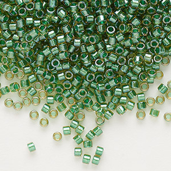 DB0917 - 11/0 - Miyuki Delica - Translucent Green Lined Luster Topaz - 7.5gms - Cylinder Seed Beads