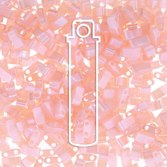 LAST STOCK: Seed bead, TILA®, glass, pkg/10g, 5x2.3mm half tila rectangle, Pink Pearl Ceylon (HTL-519)