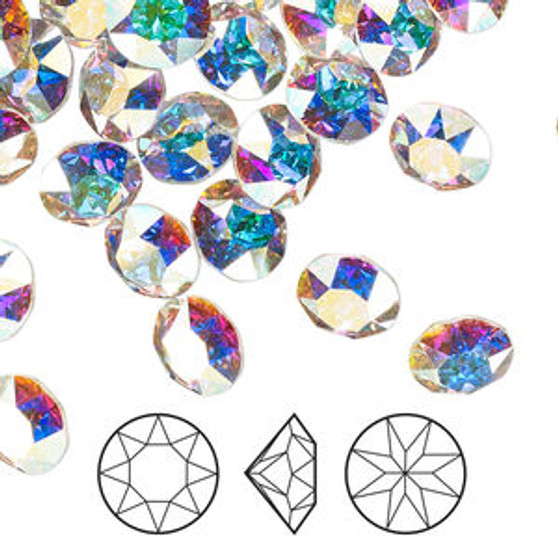 LAST STOCK: Chaton 5pk crystal AB foil back, Crystal Passions® 8.16-8.41mm round SS39 1088