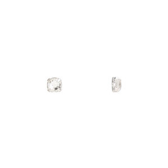 LAST STOCK: Bead 24pk rose montees crystal silver plate, Preciosa Czech crystal 3-3.2mm round SS12