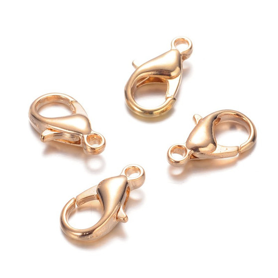 LAST STOCK: 20 pack - Lobster Claw Clasps,  Light Gold, 12x6mm, Hole: 1.2mm LAST STOCK: 20 pack - Lobster Claw Clasps,  Light Gold, 12x6mm, Hole: 1.2mm