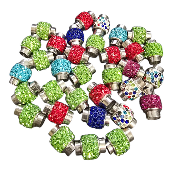 LAST STOCK:  33 pack - Mixed Colour - Magnetic clasps with cord end (7mm I.D) and rhinestones 16mm x 15mm
