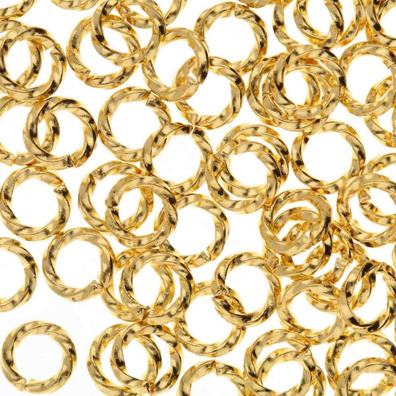 LAST STOCK: 72 pack - 8mm Twisted Jump Rings - Gold Plate