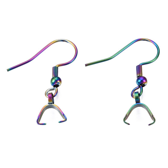 LAST STOCK: 10 pack (5 pair) Tarnish Resistant 304 Stainless Steel Hooks, Ear Wire, with Ice Pick Pinch Bails, Rainbow Colour, 27x20mm, 21 Gauge, Pin: 0.7mm LAST STOCK: 10 pack (5 pair) Tarnish Resistant 304 Stainless Steel Hooks, Ear Wire, with Ice Pick Pinch Bails, Rainbow Colour, 27x20mm, 21 Gauge, Pin: 0.7mm