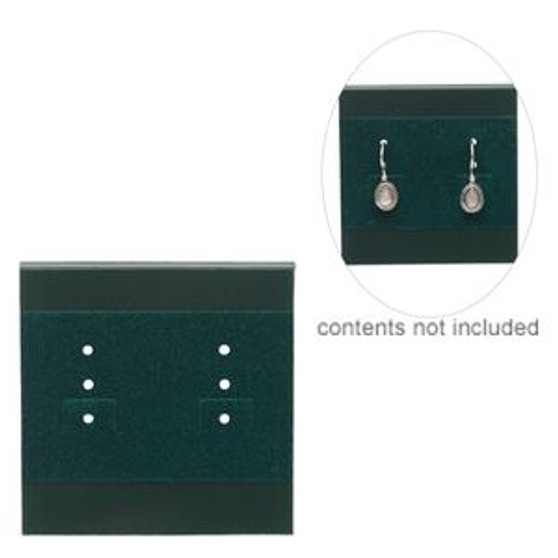 LAST STOCK: Earring card, plastic and velour, green, 2x2-inch square. Sold per pkg of 25.