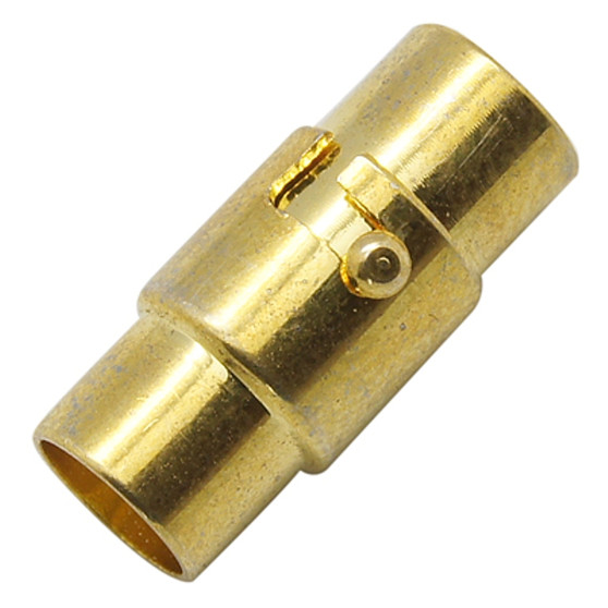 4 x Locking Magnetic Clasps - Gold 7mm*17mm with glue in ends 6mm ID