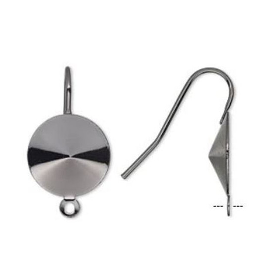 5 Pairs of 21mm fishhook earring with 14mm rivoli setting Gunmetal (18-20 gauge)