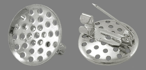 10 x Iron Pin Backs/Brooch, Platinum Color, about 16mm in diameter with shower head