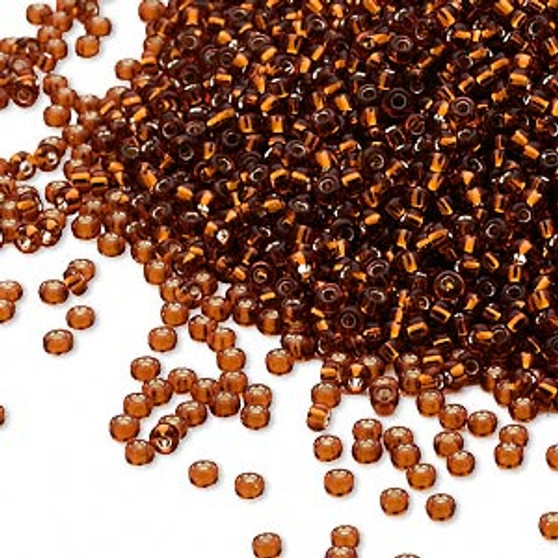 15-5L - 15/0 - Miyuki - Transparent Silver-Lined Dark Gold - 8.2gms Vial Glass Round Seed Beads