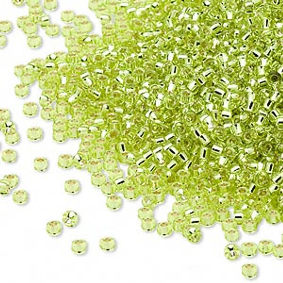 LAST STOCK: 15-14 - 15/0 - Miyuki - Transparent Silver-Lined Yellow Green - 8.2gms Vial Glass Round Seed Beads