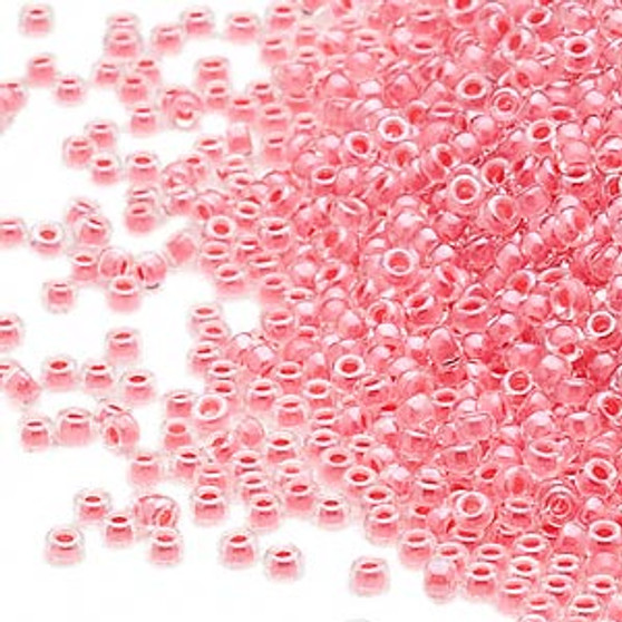 15-204 - 15/0 - Miyuki - Transparent Colour-Lined Luster Salmon - 8.2gms Vial Glass Round Seed Beads