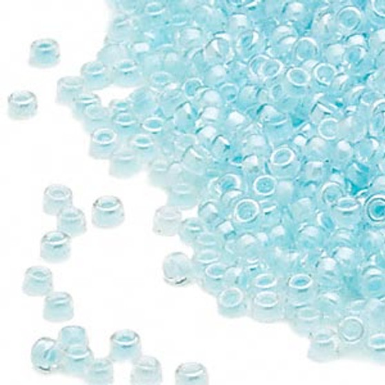 15-220 - 15/0 - Miyuki - Transparent Colour-Lined Luster Light Blue - 8.2gms Vial Glass Round Seed Beads