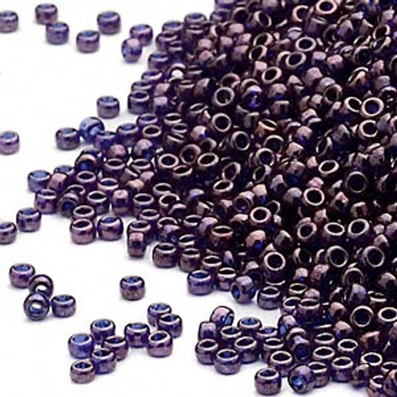 15-308 - 15/0 - Miyuki - Translucent Gold Luster Blue - 8.2gms Vial Glass Round Seed Beads