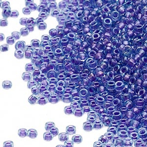 15-1827 - 15/0 - Miyuki - Transparent Colour Lined Purple - 8.2gms Vial Glass Round Seed Beads