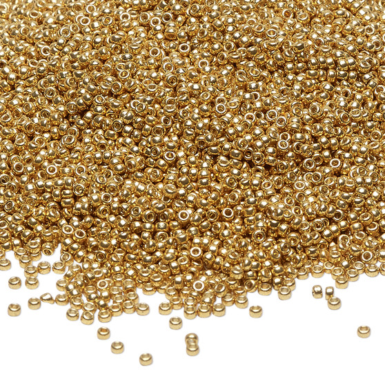 15-4202 - 15/0 - Miyuki - Duracoat® Opaque Galvanised Gold - 8.2gms Vial Glass Round Seed Beads