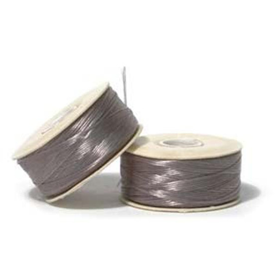 Thread, Nymo®, nylon. 1 x Bobbin Size D - 64yds Grey