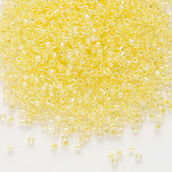 DB0053 - 11/0 - Miyuki Delica - Translucent Light Yellow-lined Rainbow Crystal Clear - 7.5gms - Cylinder Seed Beads