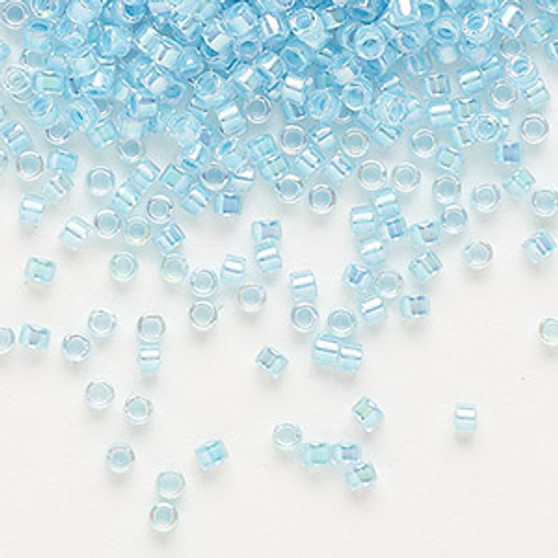 DB0057 - 11/0 - Miyuki Delica - Translucent Aqua-lined Rainbow Crystal Clear - 7.5gms - Cylinder Seed Beads