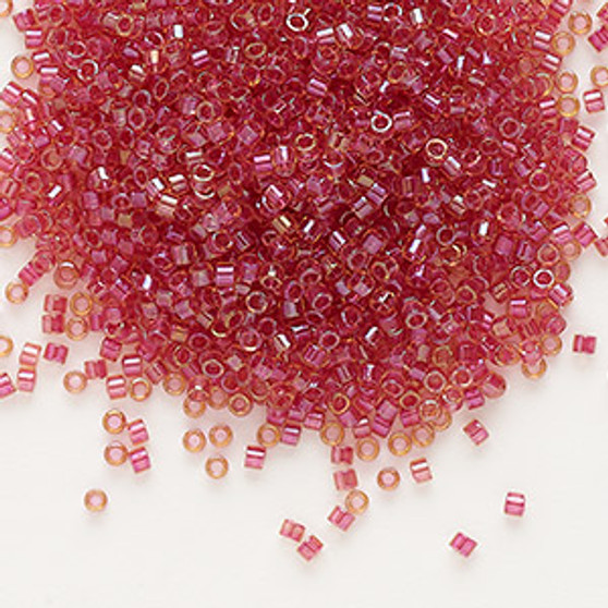 DB0062 - 11/0 - Miyuki Delica - Translucent Light Cranberry-lined Luster Topaz - 7.5gms - Cylinder Seed Beads