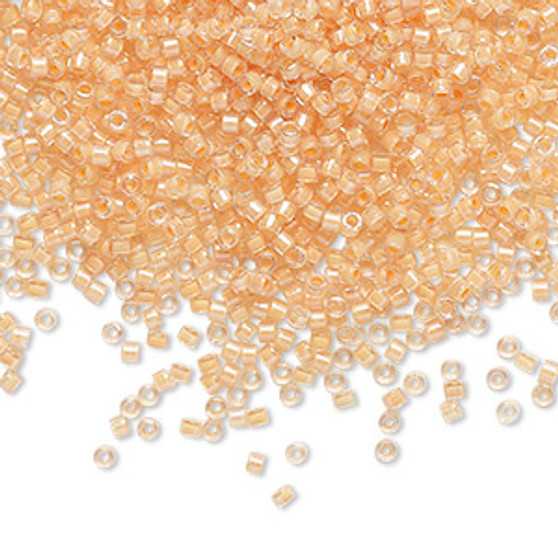 DB0067 - 11/0 - Miyuki Delica - Translucent Light Peach-lined Luster Crystal Clear - 7.5gms - Cylinder Seed Beads