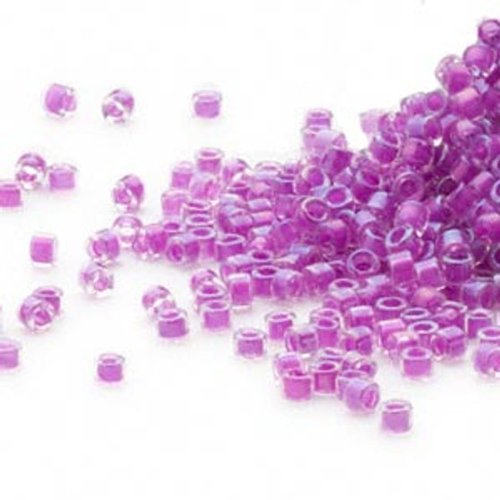 DB0073 - 11/0 - Miyuki Delica - Translucent Magenta-lined Luster Crystal Clear - 7.5gms - Cylinder Seed Beads