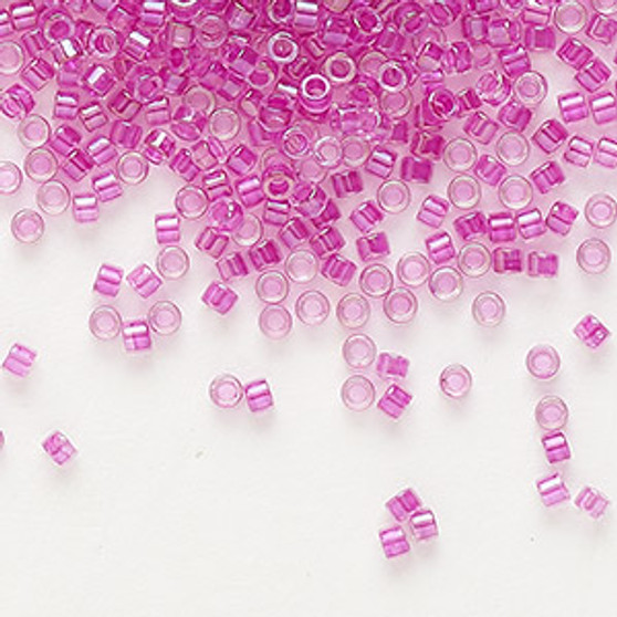 DB0074 - 11/0 - Miyuki Delica - Translucent Light Fuchsia-lined Luster Crystal Clear - 7.5gms - Cylinder Seed Beads