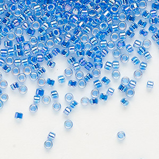 DB0077 - 11/0 - Miyuki Delica - Translucent Blue-Lined Rainbow Crystal Clear - 7.5gms - Cylinder Seed Beads
