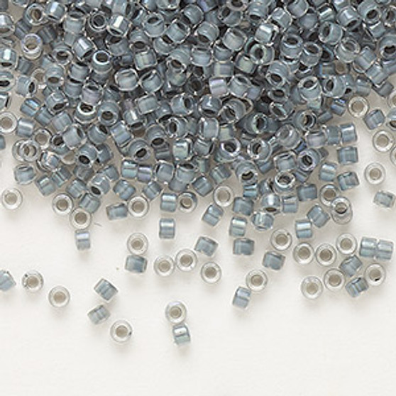 DB0081 - 11/0 - Miyuki Delica - Translucent Grey-lined Luster Crystal Clear - 7.5gms - Cylinder Seed Beads