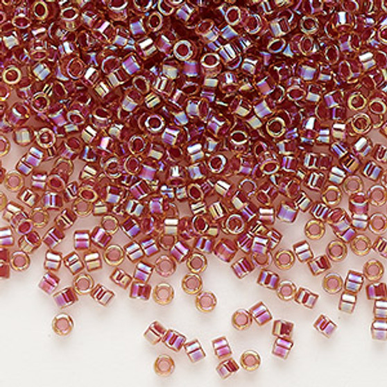 DB0088 - 11/0 - Miyuki Delica - Translucent Berry-lined Rainbow Light Topaz - 7.5gms - Cylinder Seed Beads